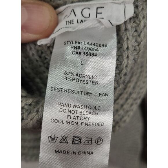 Sage the Label Women's Marled Grey Knit Twist Front Knit‎ Sweater Size M - Picture 6 of 7